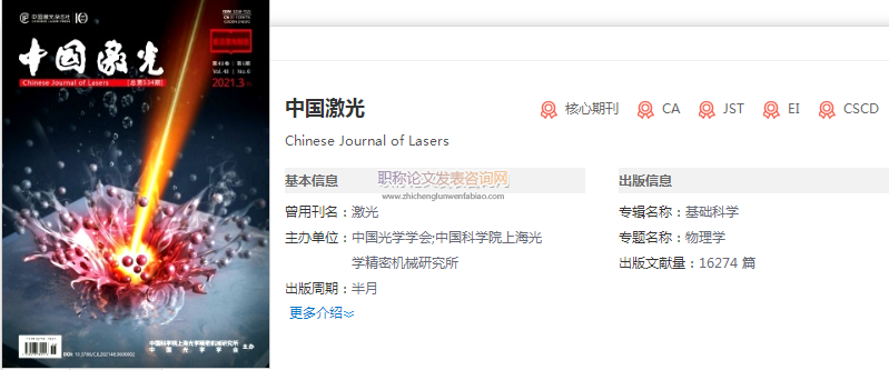 中國激光征稿范圍&nbsp;